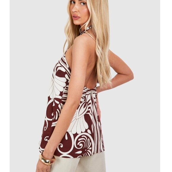 Boohoo Tall Printed Twist Detail Cami - Size 6 - NWT - Picture 3 of 6